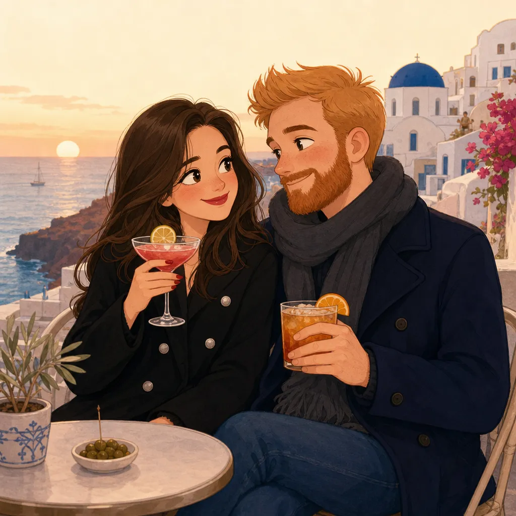Cartoon: They sip cocktails by the sea in Greece